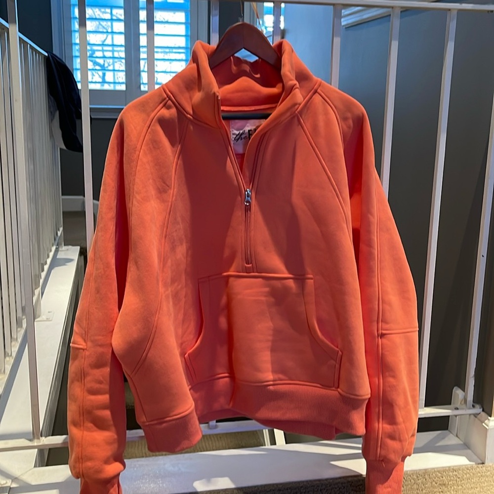 3/4 coral zip sweatshirt